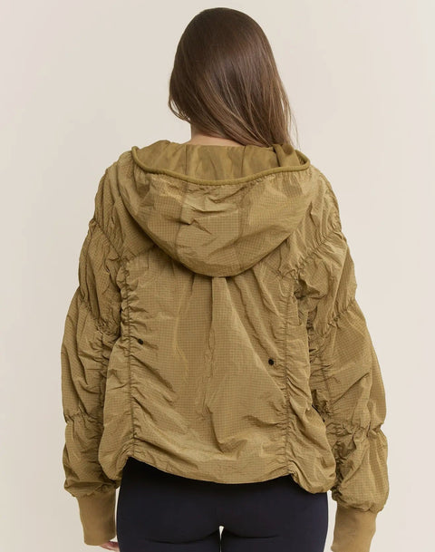 Tyler Shirred Hooded Jacket - ascot + hart