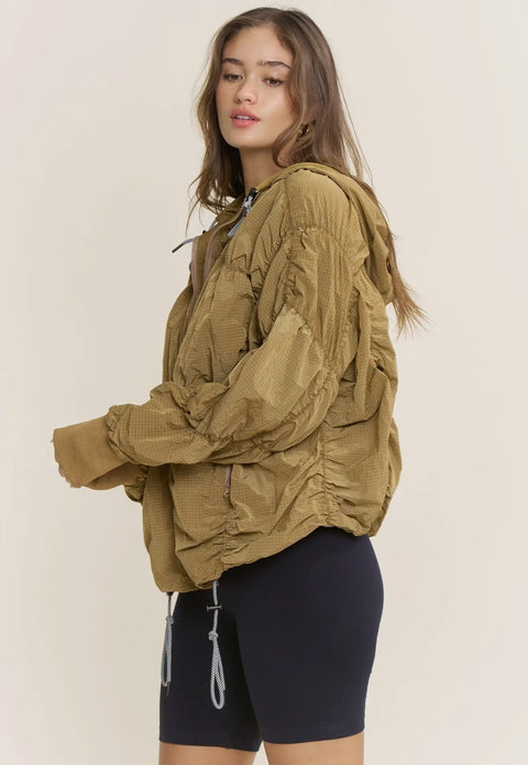 Tyler Shirred Hooded Jacket - ascot + hart