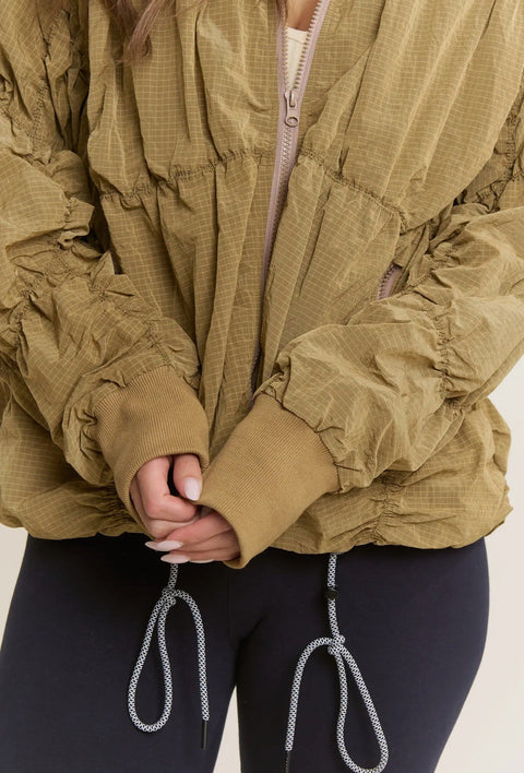 Tyler Shirred Hooded Jacket - ascot + hart