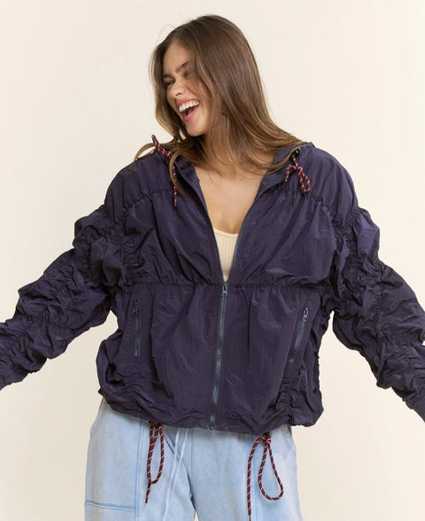 Tyler Shirred Hooded Jacket - ascot + hart
