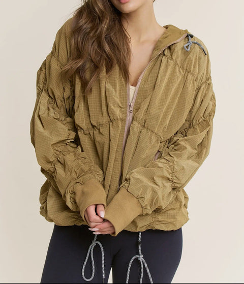 Tyler Shirred Hooded Jacket - ascot + hart