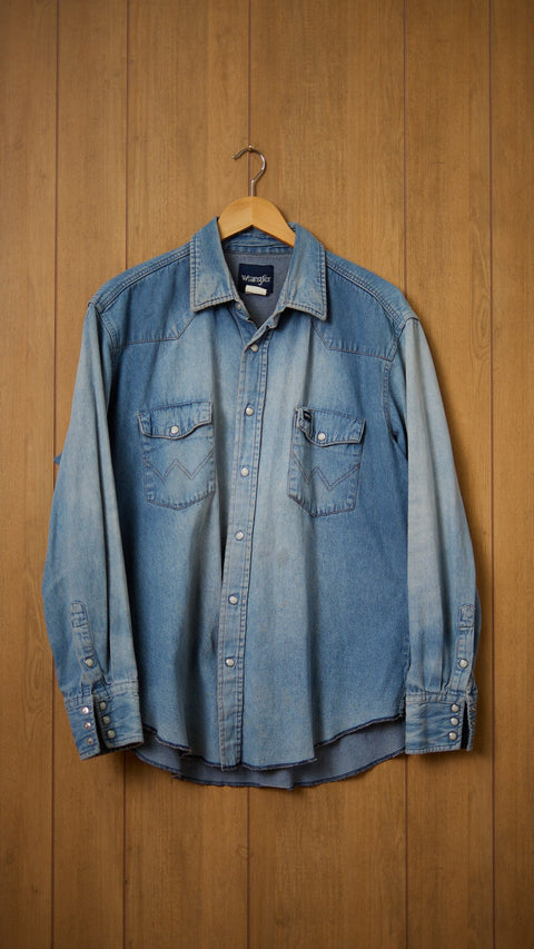 Vintage Wrangler Pearl Snap Denim Shirt - ascot + hart