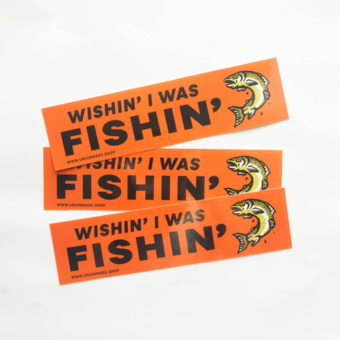 Wishing I Was Fishing - Bumper Sticker - ascot + hart