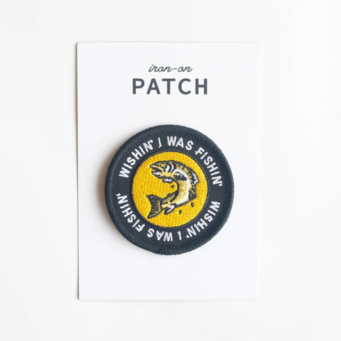 Wishing I Was Fishing Embroidered Iron on Patch - ascot + hart