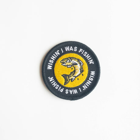 Wishing I Was Fishing Embroidered Iron on Patch - ascot + hart