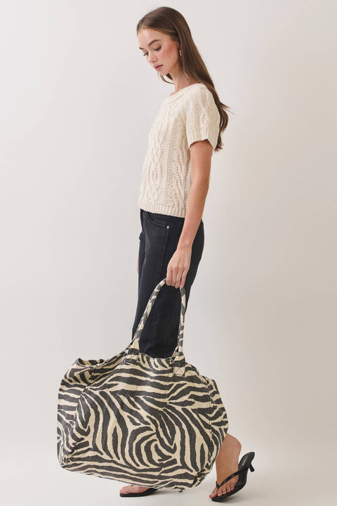 Zebra Print Canvas Tote Bag - ascot + hart