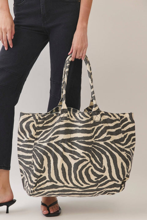 Zebra Print Canvas Tote Bag - ascot + hart