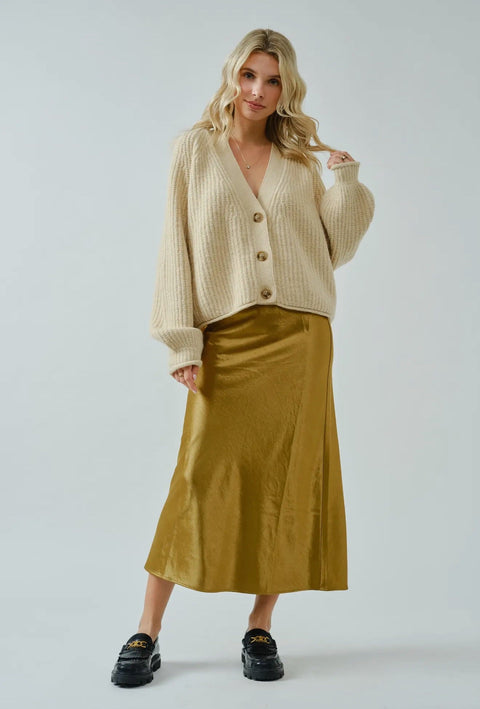 Zoe Satin Midi Skirt - ascot + hart