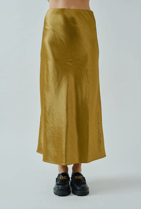 Zoe Satin Midi Skirt - ascot + hart
