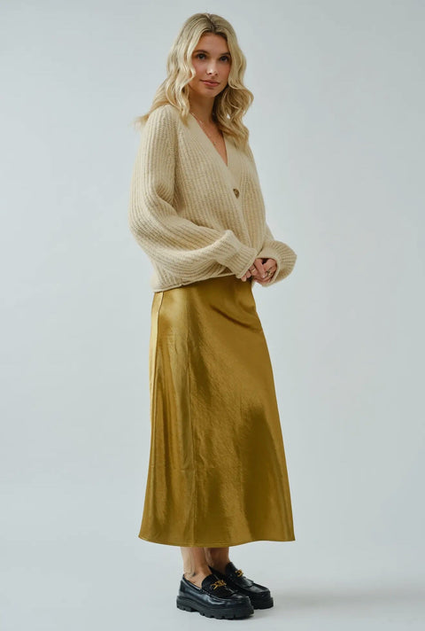 Zoe Satin Midi Skirt - ascot + hart