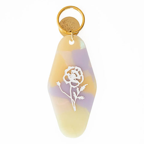 Floral Press Key Tag - Poppy - ascot + hart