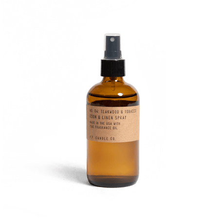 P.F. Candle Co. - Teakwood & Tobacco - 7.75 fl oz Room & Linen Spray - ascot + hart