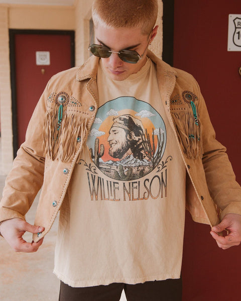 Willie Nelson In The Sky Gold Thrifted Tee - ascot + hart